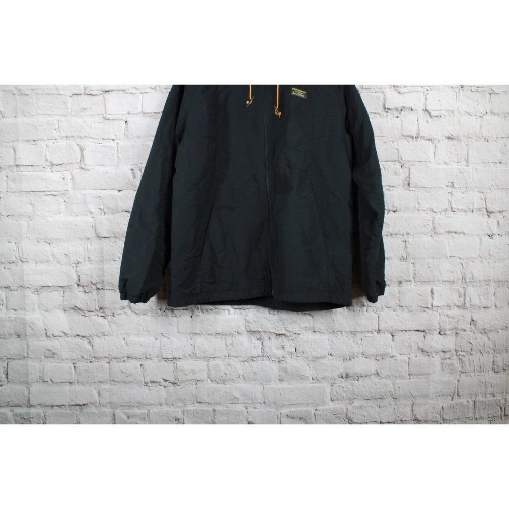 LL Bean Mountain Classic Black Nylon Lined Full-Zip Hooded Jacket XL - Picture 2 of 8